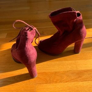 Velvet heeled booties